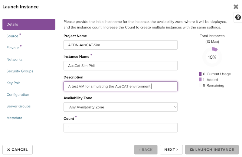 Enter Instance Name