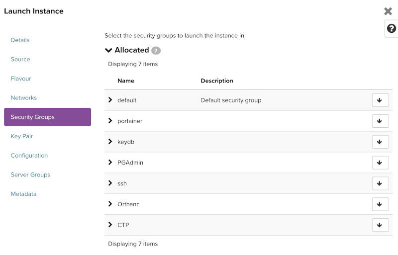 Select Security Groups