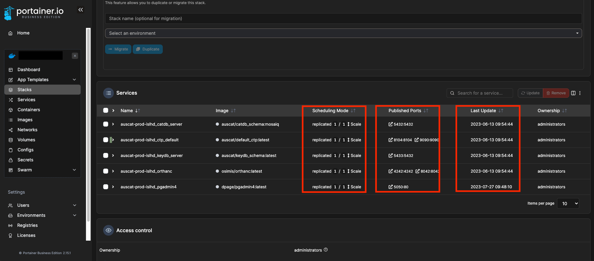 Portainer example stack
